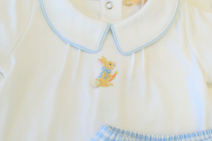 Little Hop - Boy White Tee and Printed Diaper Cover Set