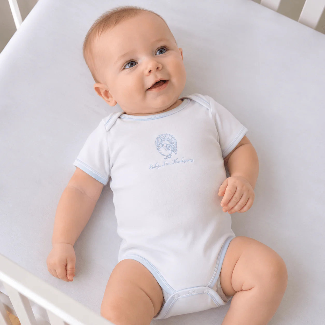 Harvest Blessings Baby's First Thanksgiving Bodysuit - Light Blue
