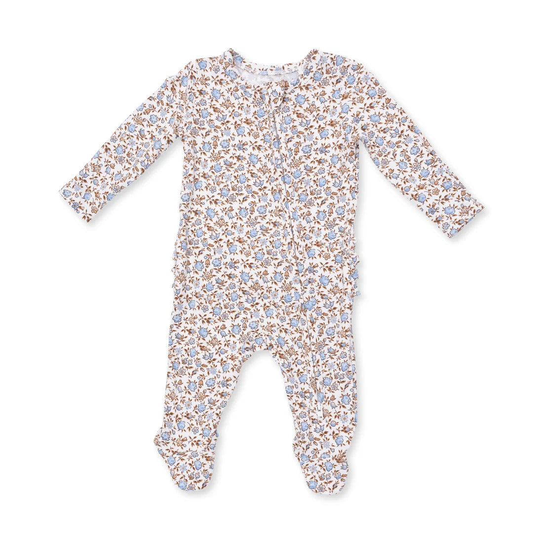 Hazel Floral 2 Way Ruffle Back Zipper Footie