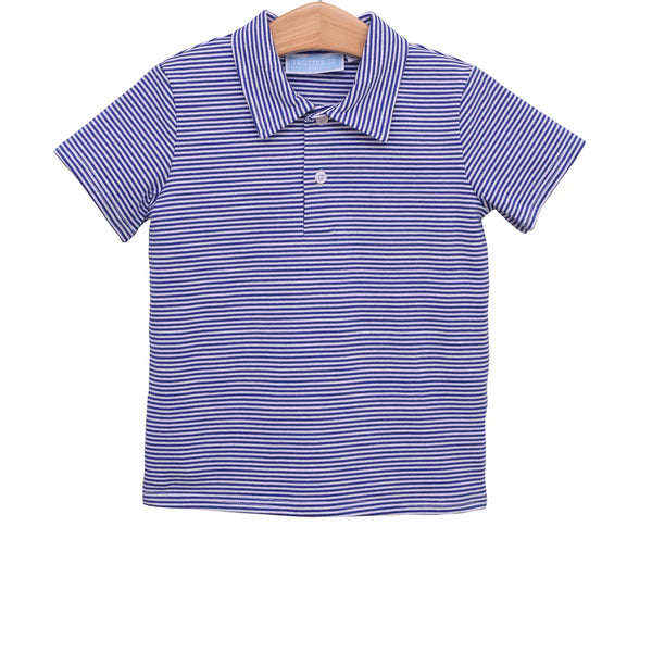 Henry Game Day Polo- Royal Blue Stripe