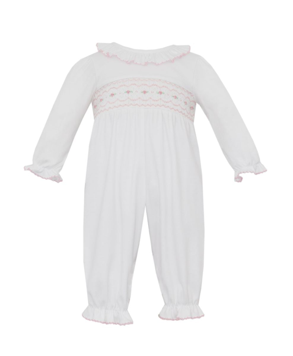 Natalie - White Knit Girl's Long Romper Long Sleeve
