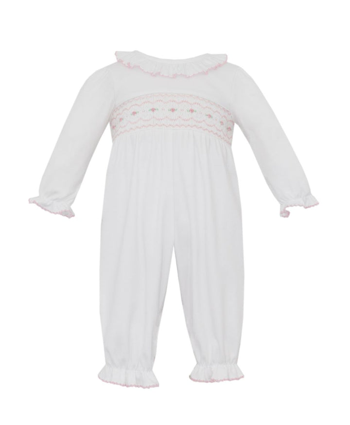 Natalie - White Knit Girl's Long Romper Long Sleeve