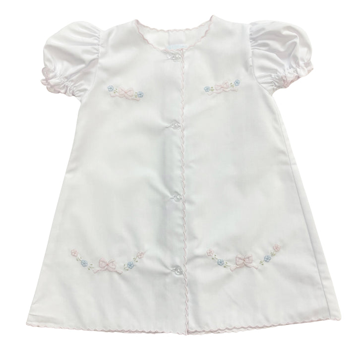 Girl Daygown White/Pink Bow with Blooms
