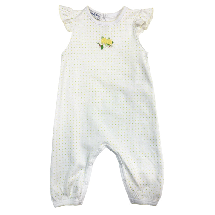 Vintage Lemons Embroidered Flutters Playsuit