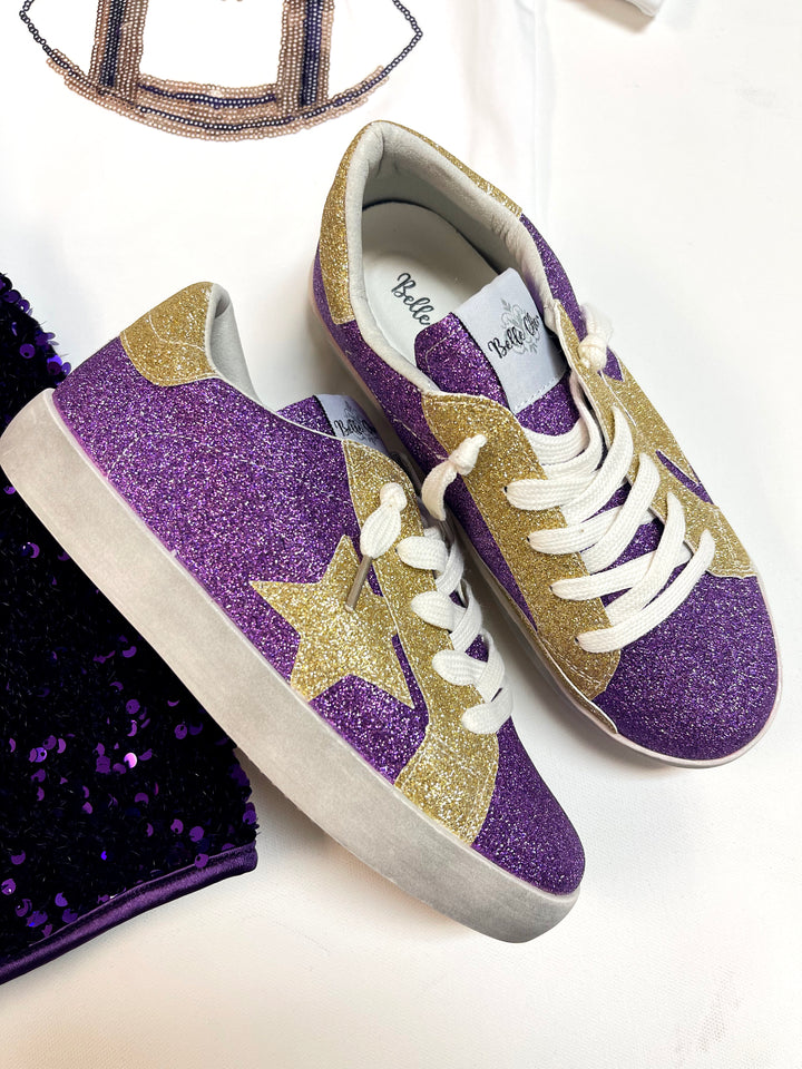 Purple & Gold Star Sneakers
