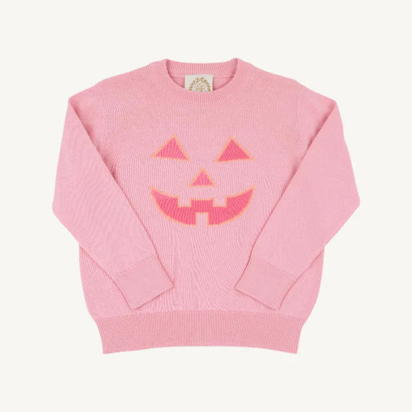 Isabelle's Intarsia Sweater - Sandpearl Pink with Pumpkin Face