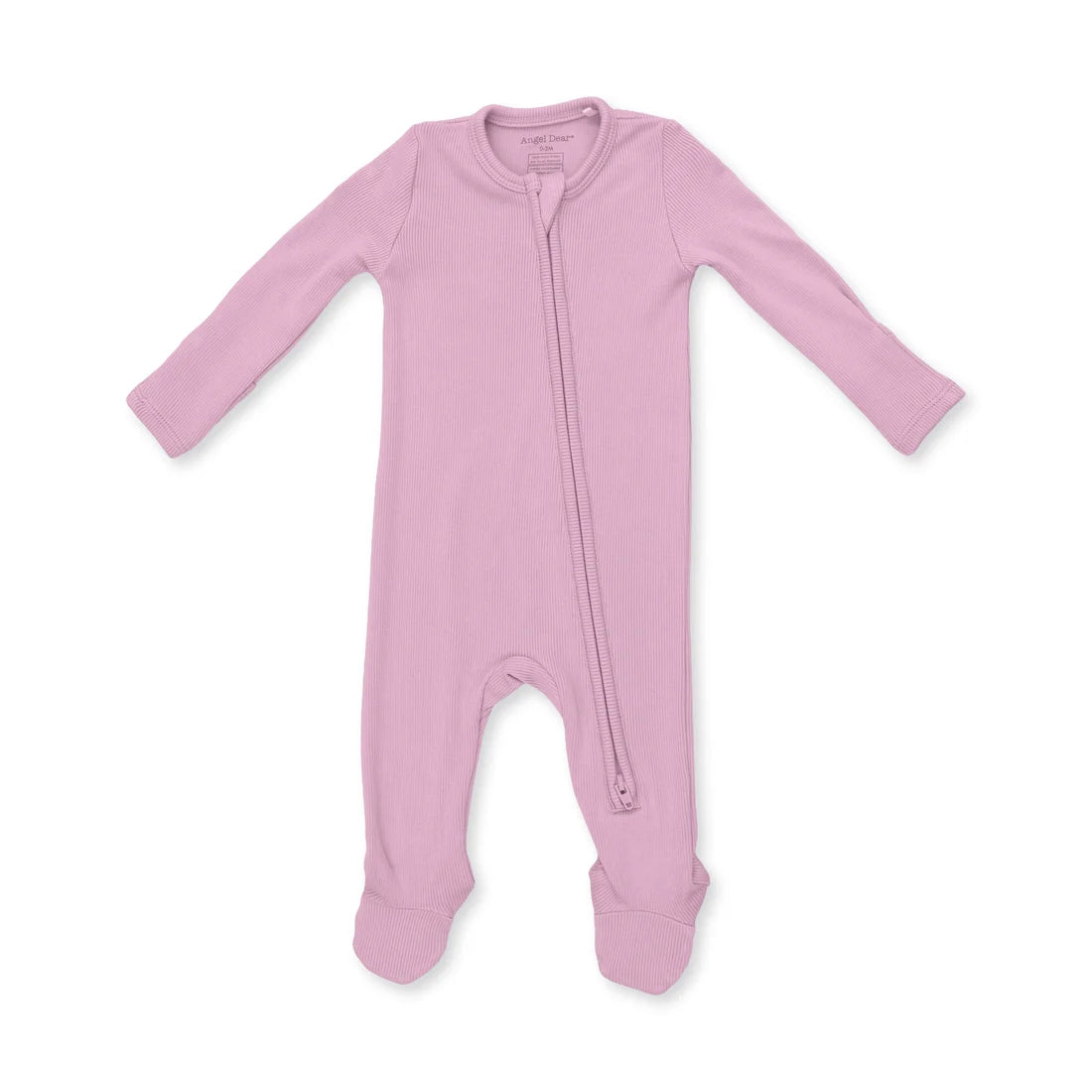 Solid Lilas Rib 2 Way Zipper Footie