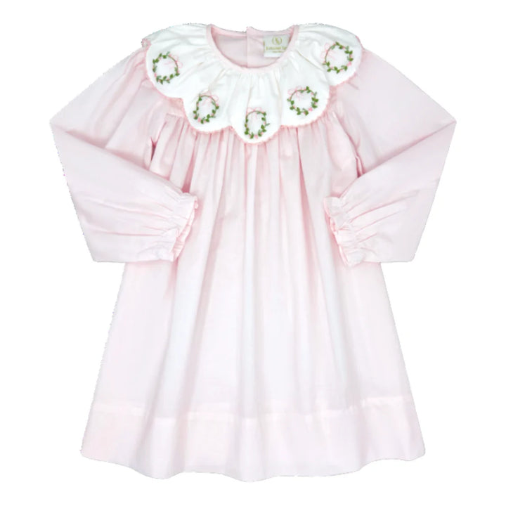 Chloe Dress Blessing Pink Batiste Wreath