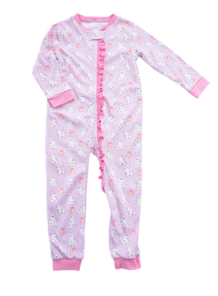 Girls One Piece Zip Up Jammies, Ghost