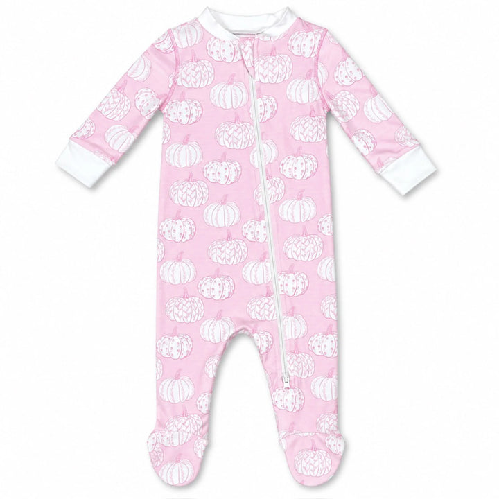 Pretty Pink Pumpkin Footed PJs