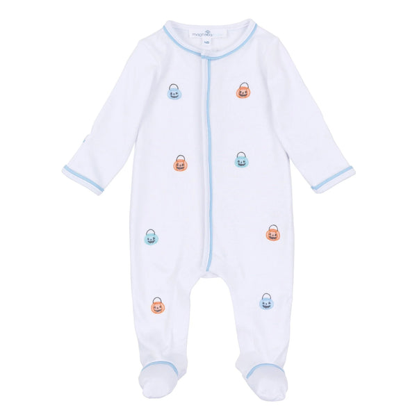 Pumpkin Party Footie - Light Blue