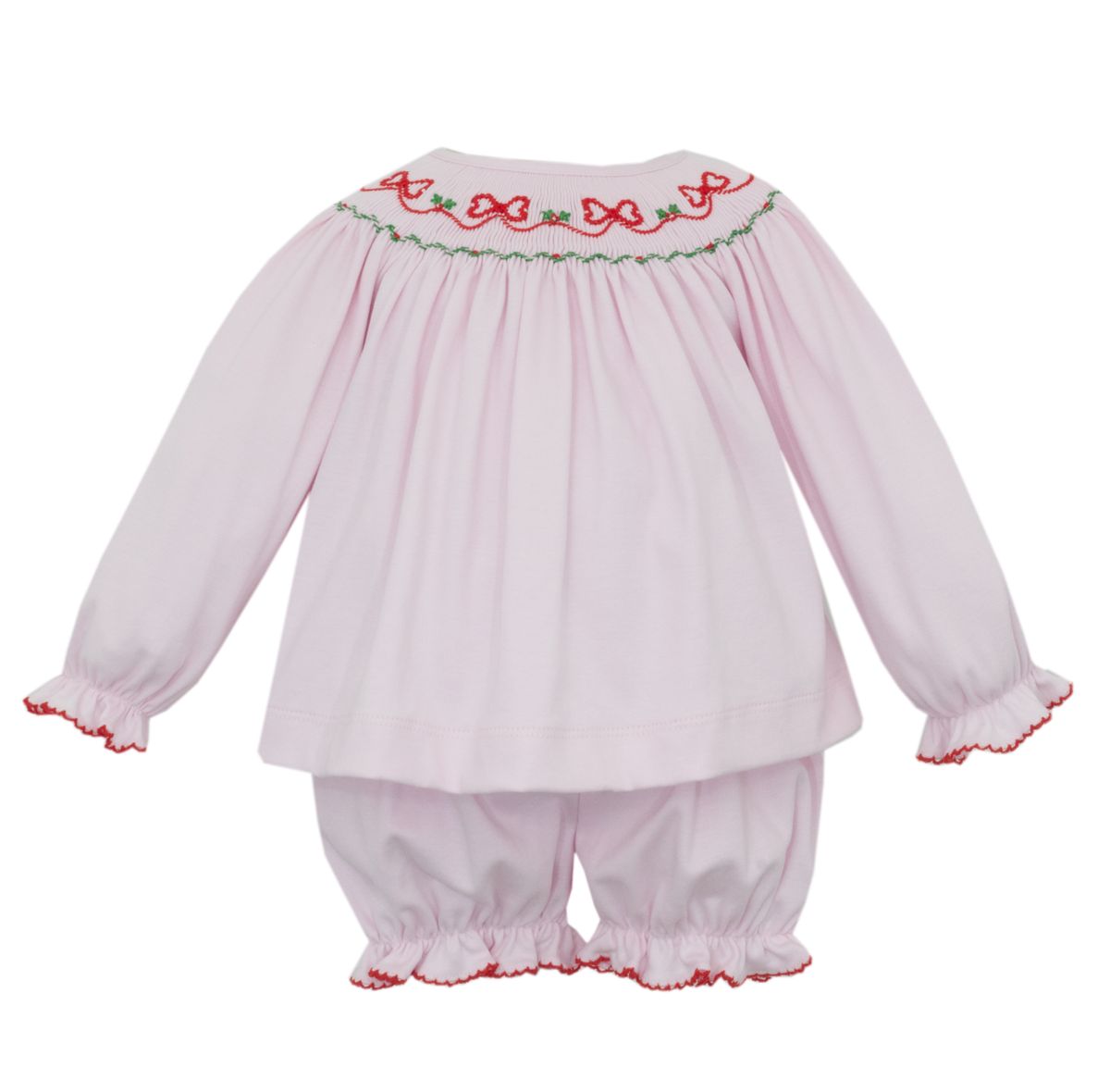 RED BOWS - Pink knit bishop bloomer set L/S