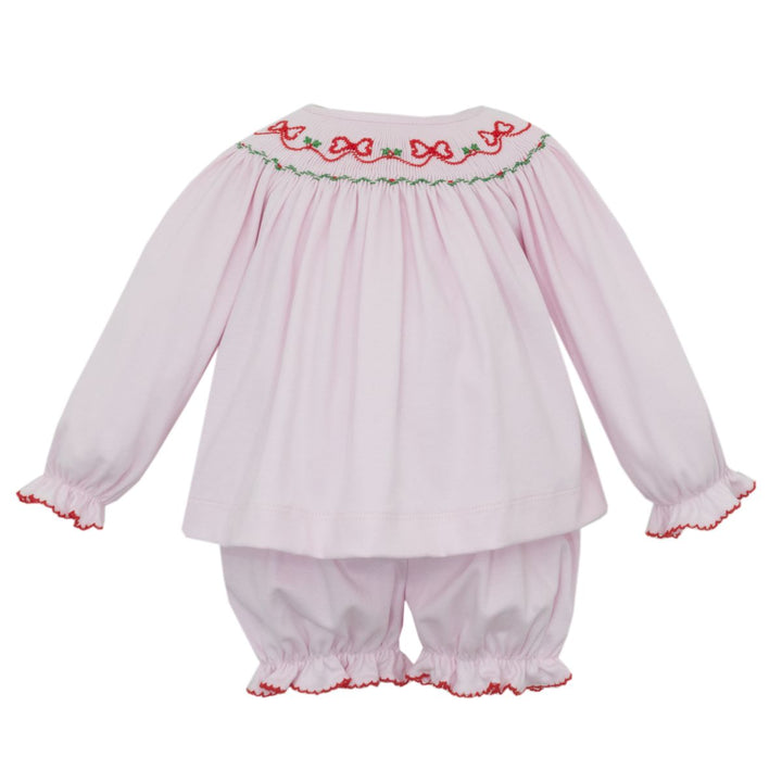 RED BOWS - Pink knit bishop bloomer set L/S