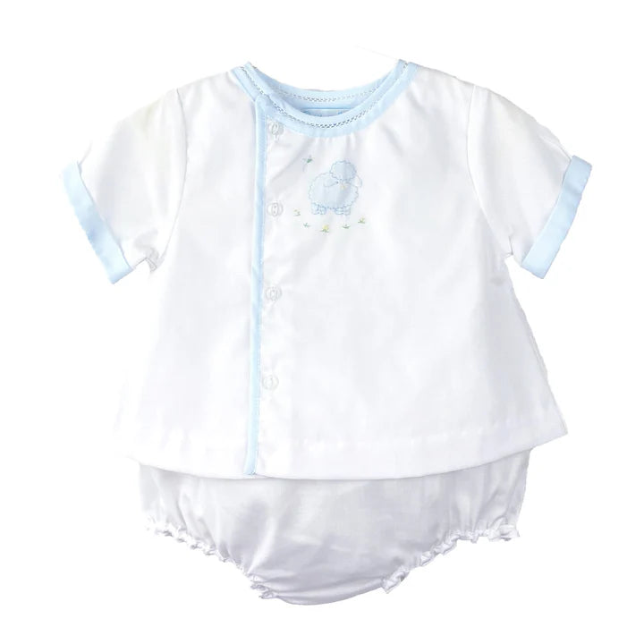 Shadow Stitch Lamb Diaper Set