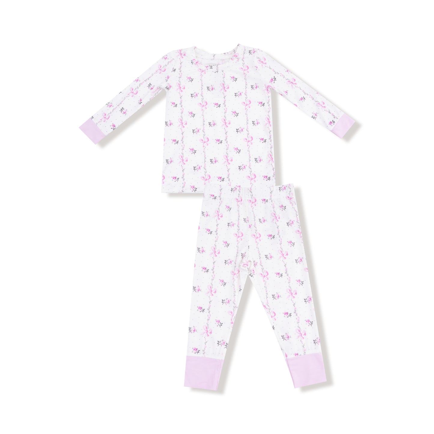 Dainty Buds And Bows Stripe - L/s Loungewear Set