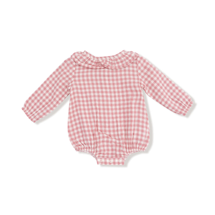 Rose Pink Plaid - Bubble W/ Ruffle Collar