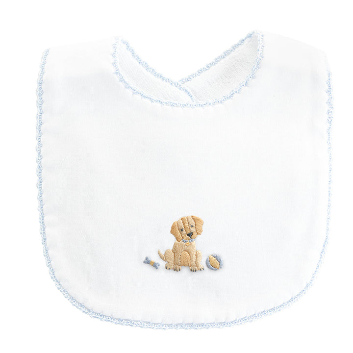 Good Puppy - Boy Bib with Crochet Trim