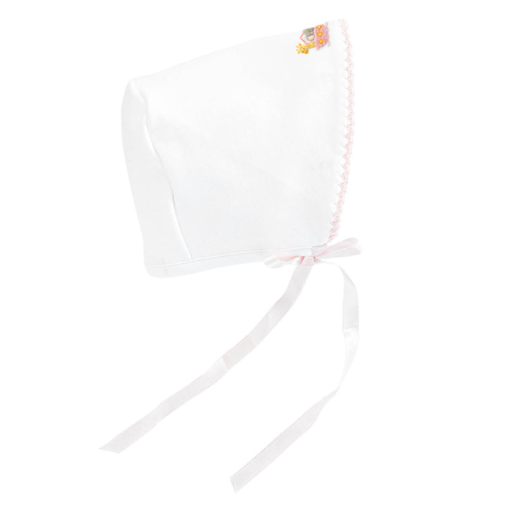 Noah's Ark - Pink Bonnet with Crochet Trim
