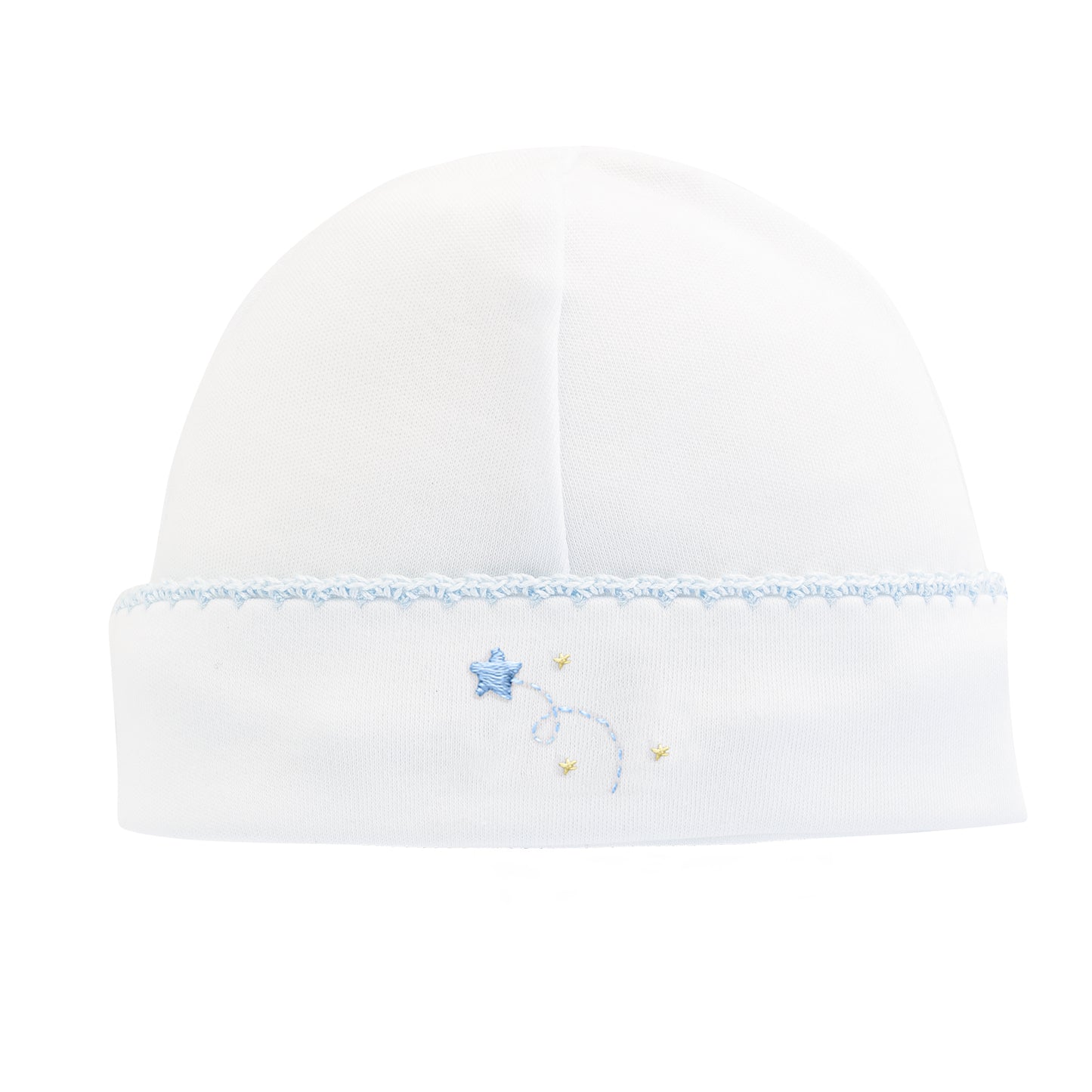 Sky Adventure Round Hat with Crochet Trim