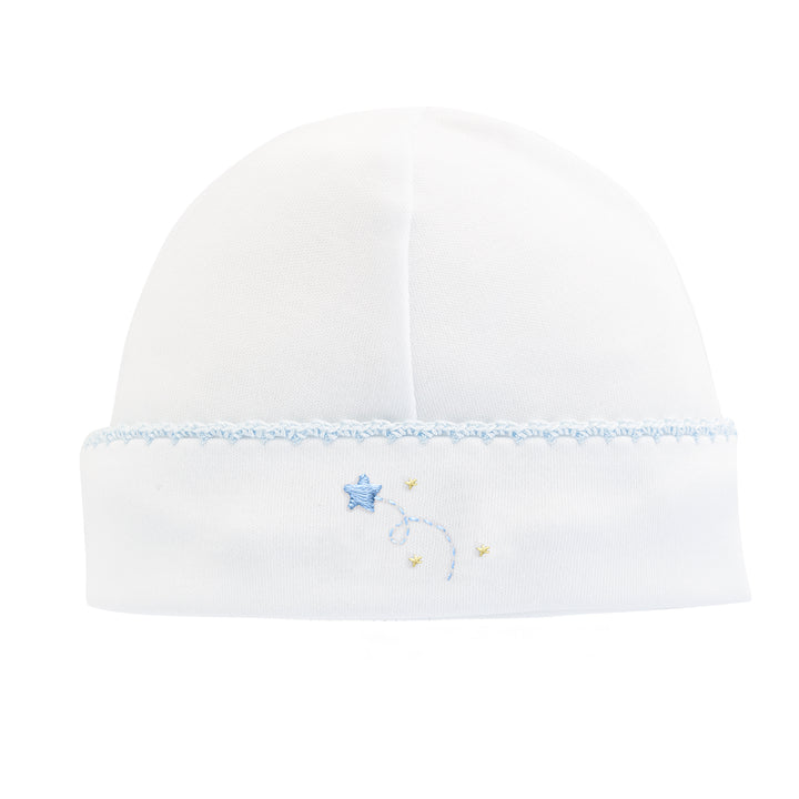 Sky Adventure Round Hat with Crochet Trim