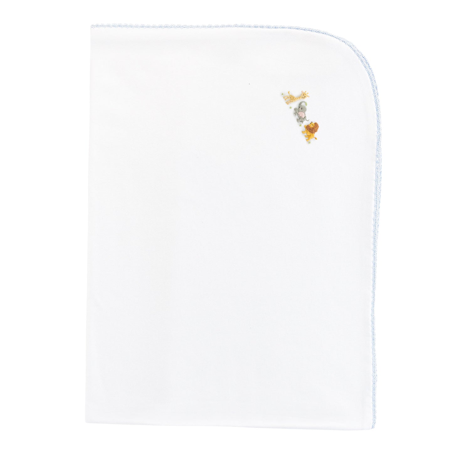 Safari Adventure Embroidered Receiving Blanket with Crochet Trim