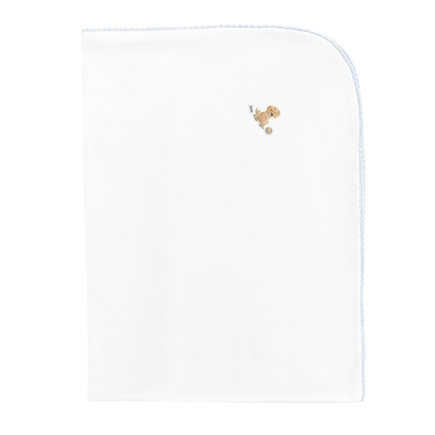 Good Puppy - Boy Embroidered Receiving Blanket with Crochet Trim