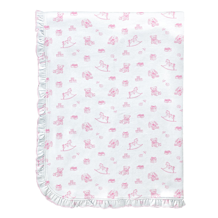 Tiny Baby Toys - Girl Printed Pima Blanket With Ruffle