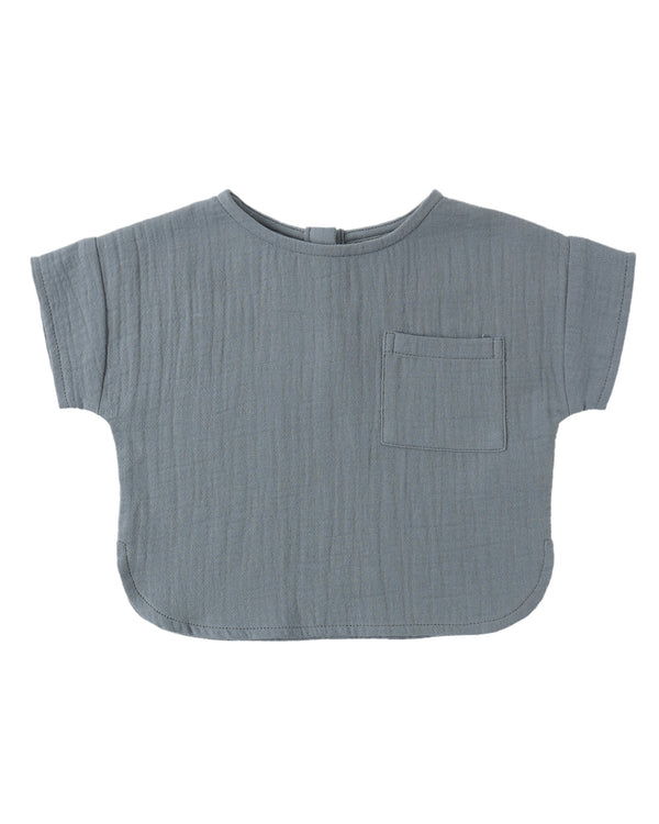 Woven Boxy Top - Ocean