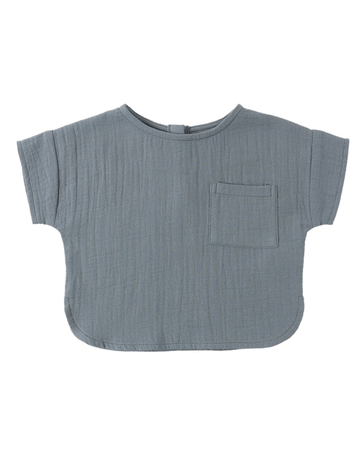 Woven Boxy Top - Ocean