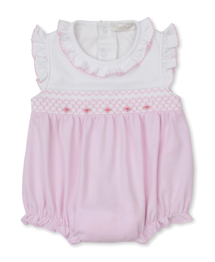CLB Summer Bishop - Pink/White Bubble w/ Hand Smocking