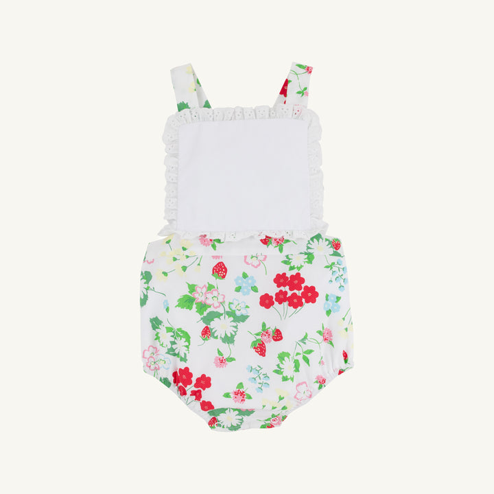 Sally Sunsuit Broadcloth - Berry Sweet/Worth Ave White