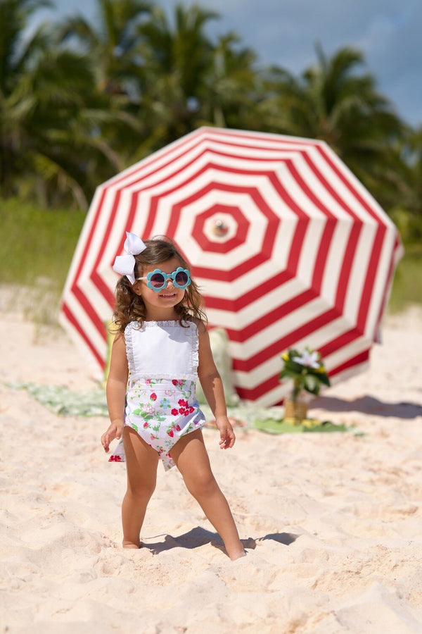 Sally Sunsuit Broadcloth - Berry Sweet/Worth Ave White