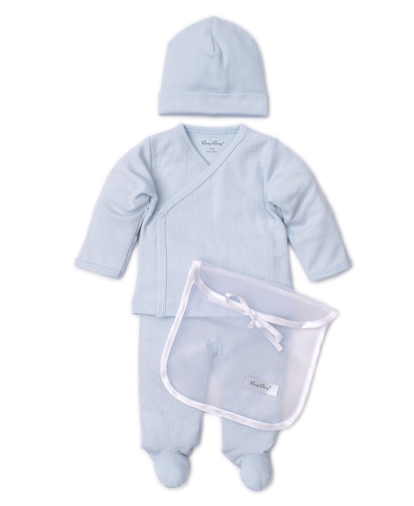 Pointelle Take Me Home Set with Tulle Bag - Light Blue