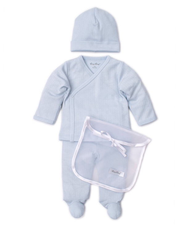 Pointelle Take Me Home Set with Tulle Bag - Light Blue
