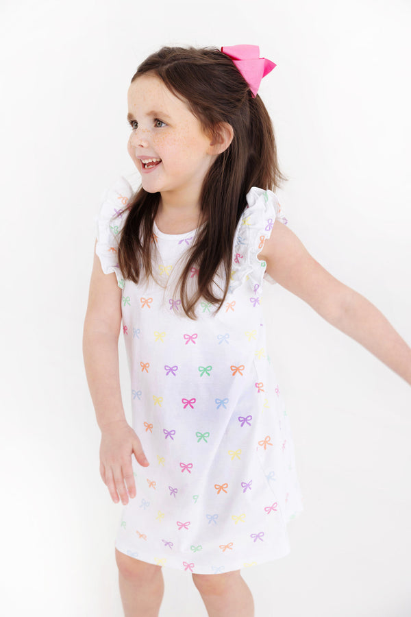 Ruehling Ruffle Dress - Bitty Bows (Worth Avenue White)
