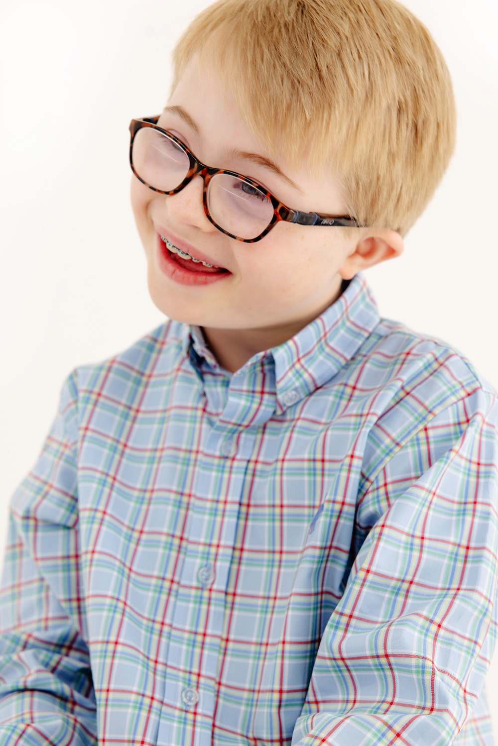 Dean's List Dress Shirt - Kensington Court Plaid with Barbados Blue Stork