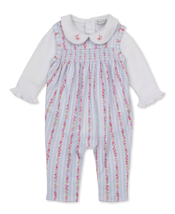 Rose Renaissance Smocked Overall Set - Light Blue/White