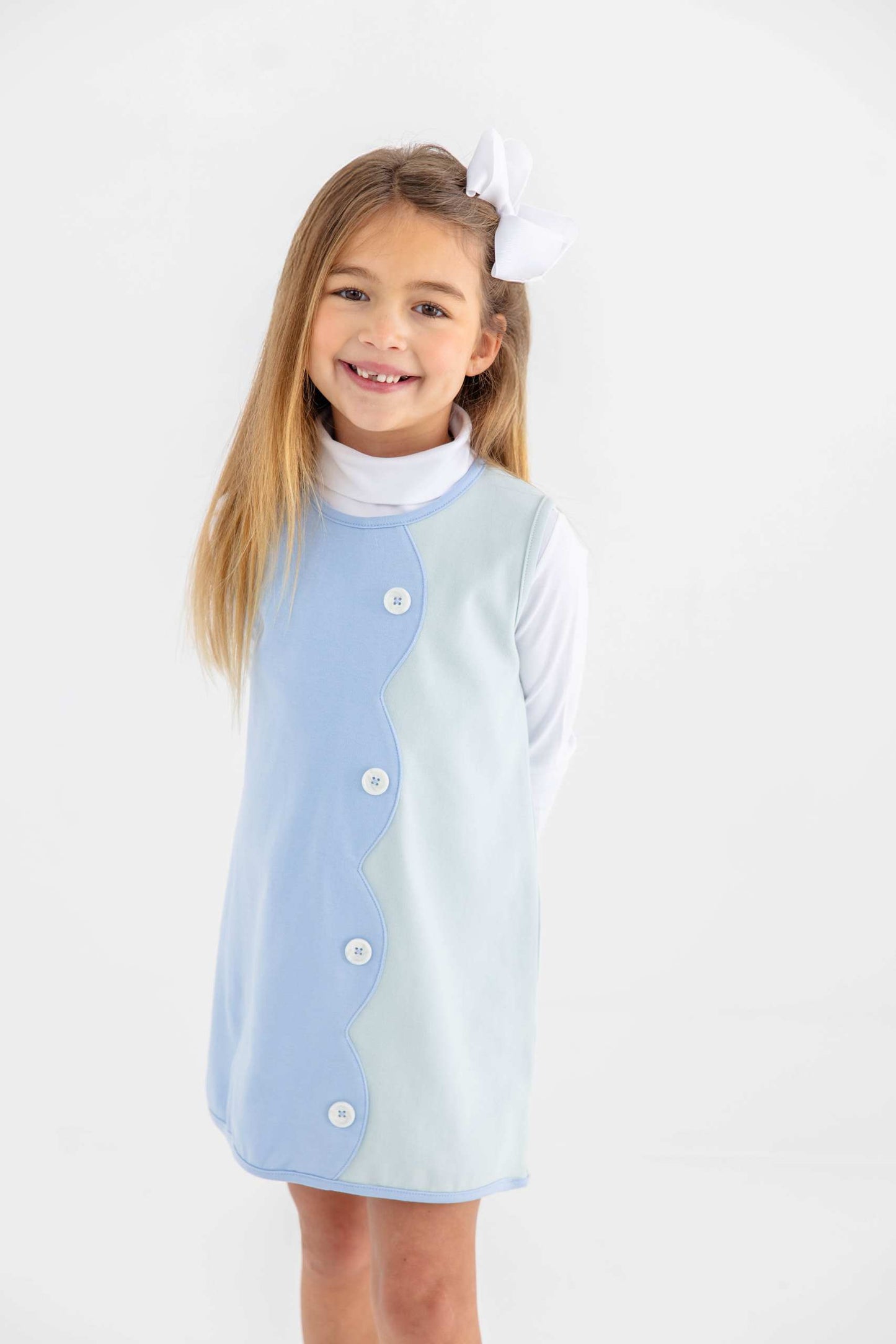 Kennedy Colorblock Dress Heavy Weight Knit - Sarasota Sky/Old Greenwich Green