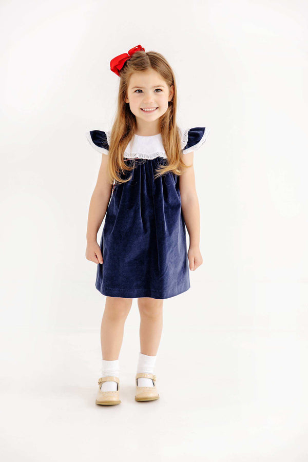 Franny Frock Velveteen - Nantucket Navy/Worth Ave White/Covington Cottage Plaid