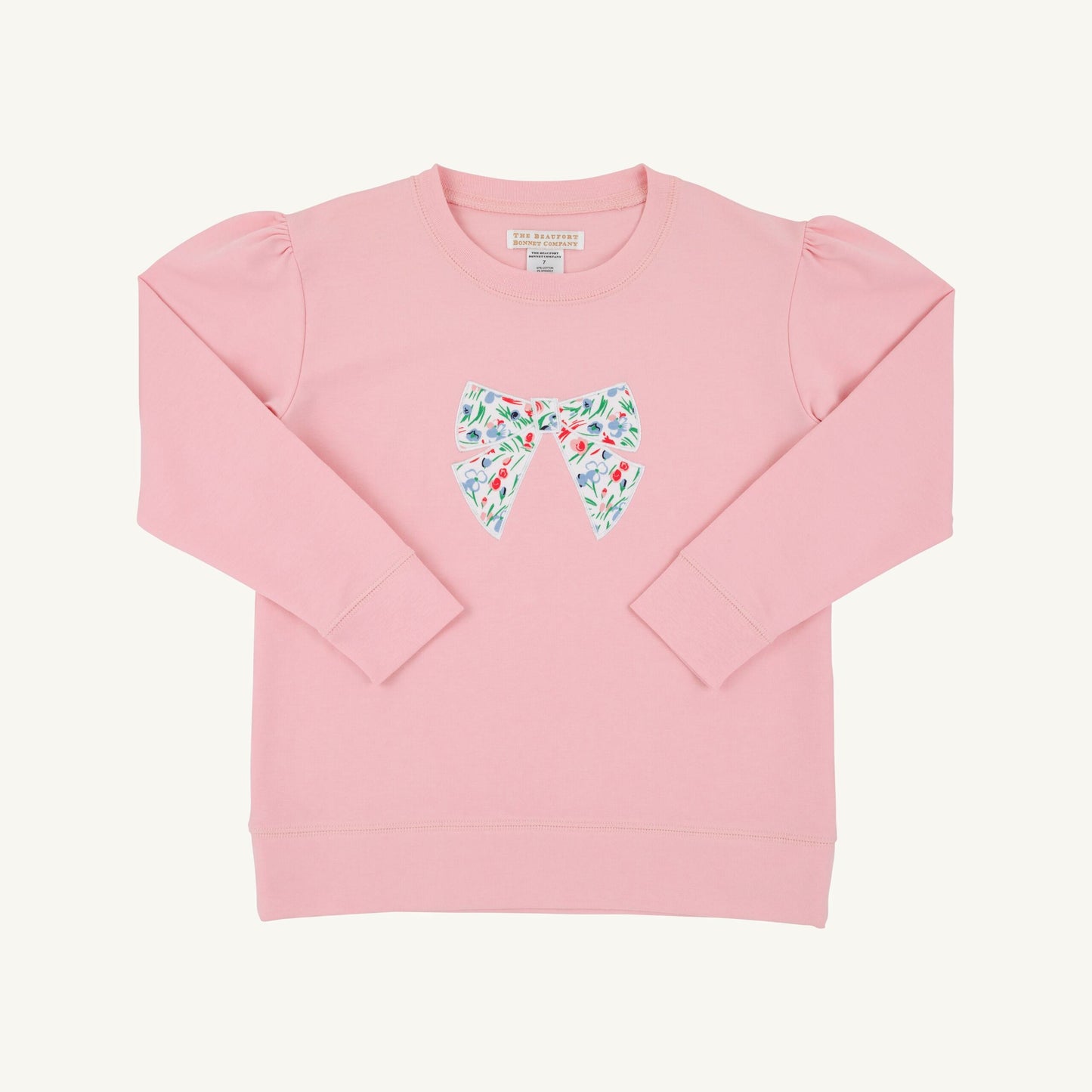 Cassidy Comfy Crewneck Puff Sleeve - Sandpearl Pink/Fair St Floral/Bow