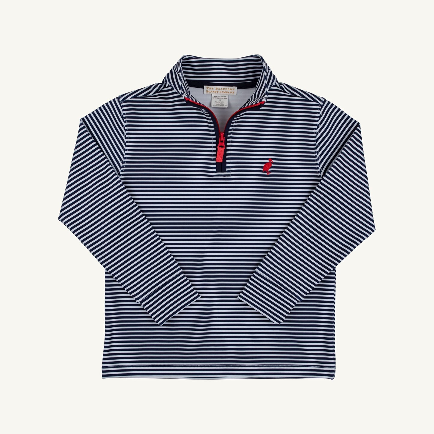 Prepletic™ Hayword Half Zip - Nantucket Navy Stripe/Richmond Red