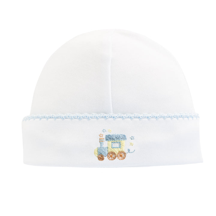 Little Train Round Hat with Crochet Trim