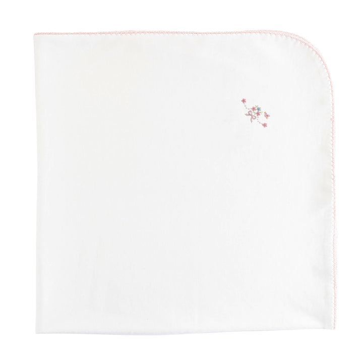 Sweet Bows Embroidered Receiving Blanket with Crochet Trim