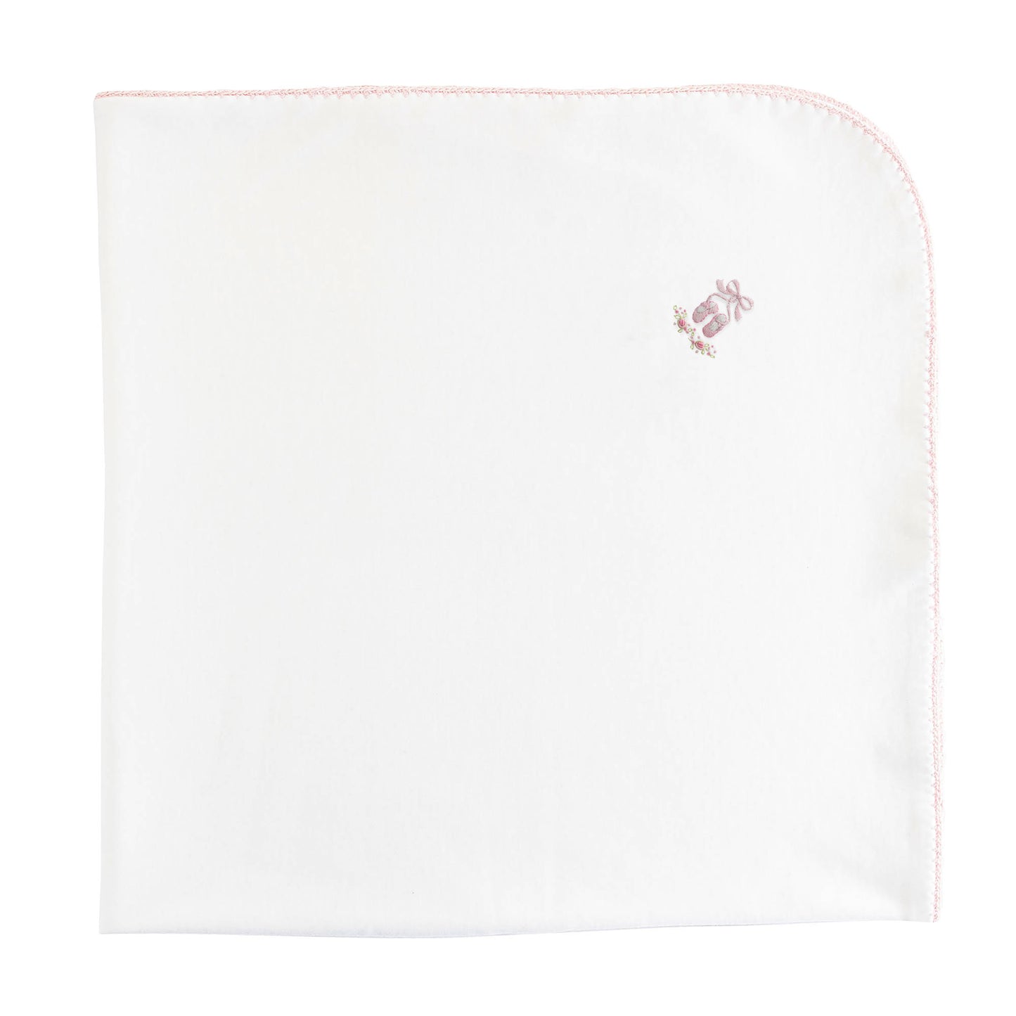 Sugarplum Steps Embroidered Receiving Blanket with Crochet Trim