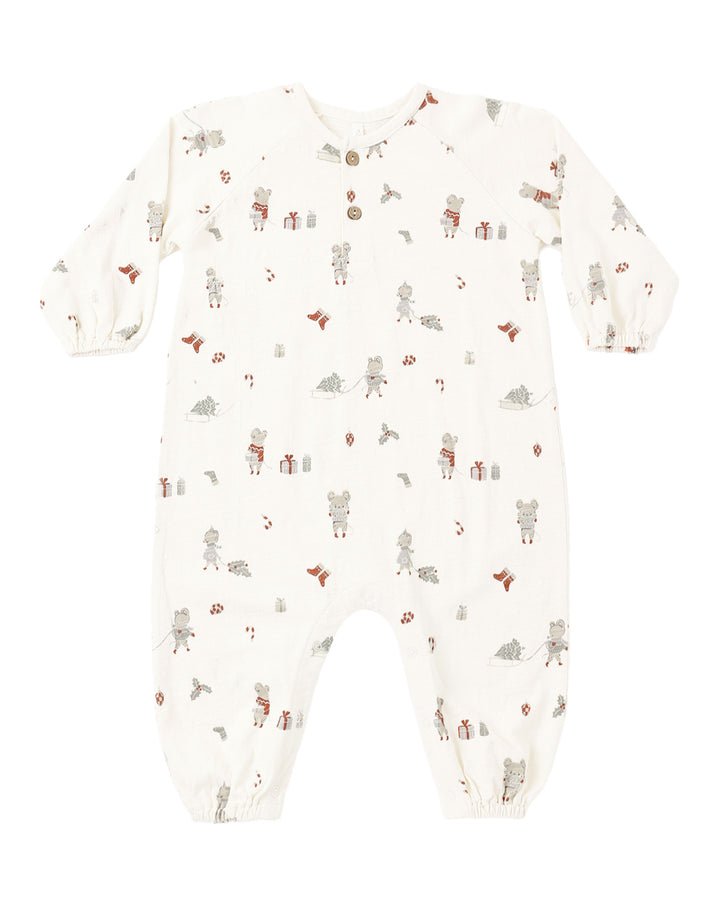 Henley Jumpsuit Holiday Mouse