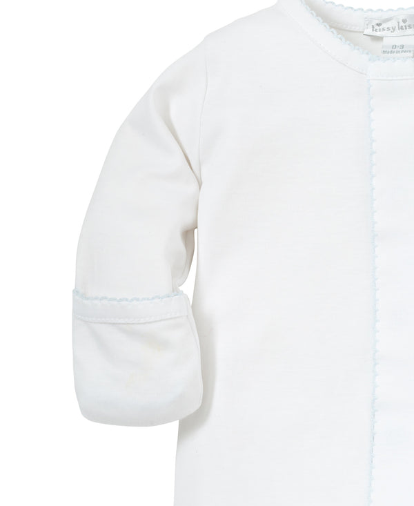 White/Light Blue Kissy Basics Footie