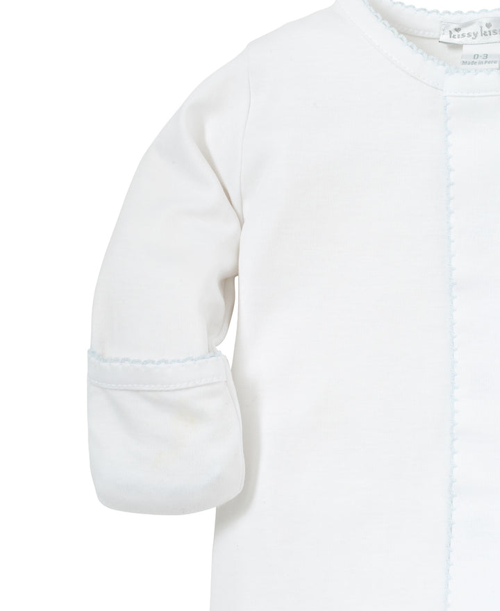 White/Light Blue Kissy Basics Footie