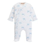 Pretty Bows Blue Printed Ruffle Footie