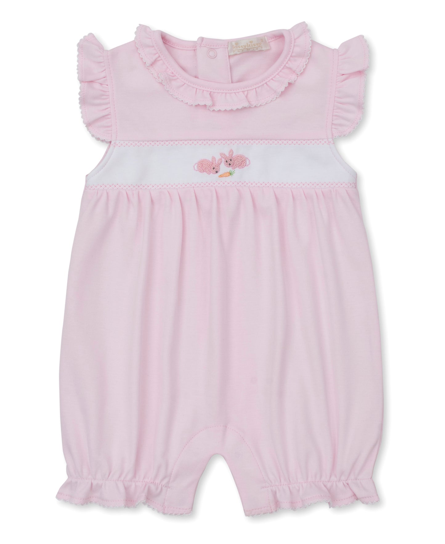 Pink Short Playsuit with Hand Emb
