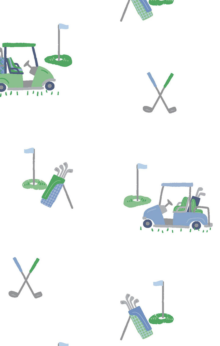 Baby Golf Carts - Blue - Polo Romper